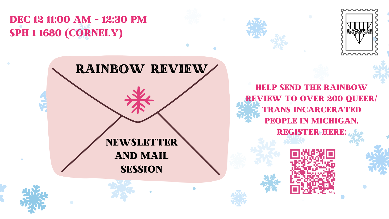 Event Flyer for Black and Pink at SPH Rainbow Review Session
