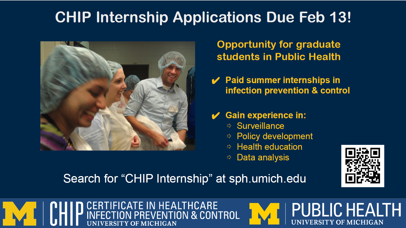 Event Flyer for CHIP Summer Internship application deadline