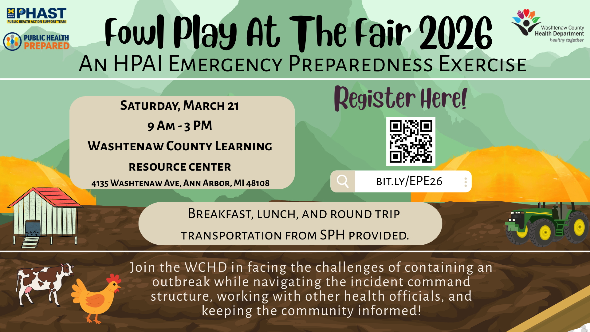 Event Flyer for Fowl Play at the Fair: An Emergency Preparedness Exercise!