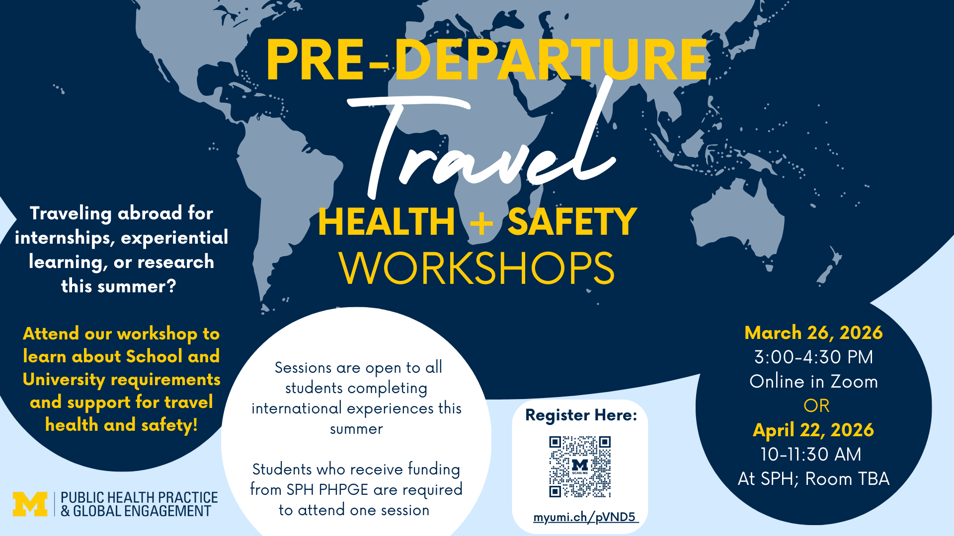 Event Flyer for Pre-Departure Travel Health and Safety Workshop
