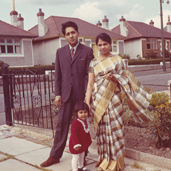 Zubeida Khurana with husband, Kishan Khurana, and Michelle in Glasgow, Scotland.