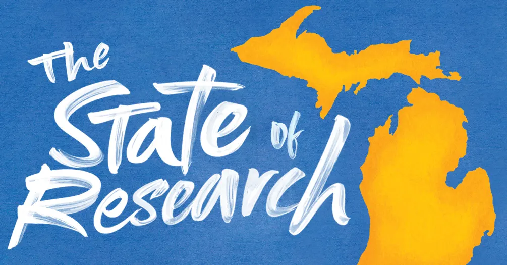 Map of the state of Michigan with the words 