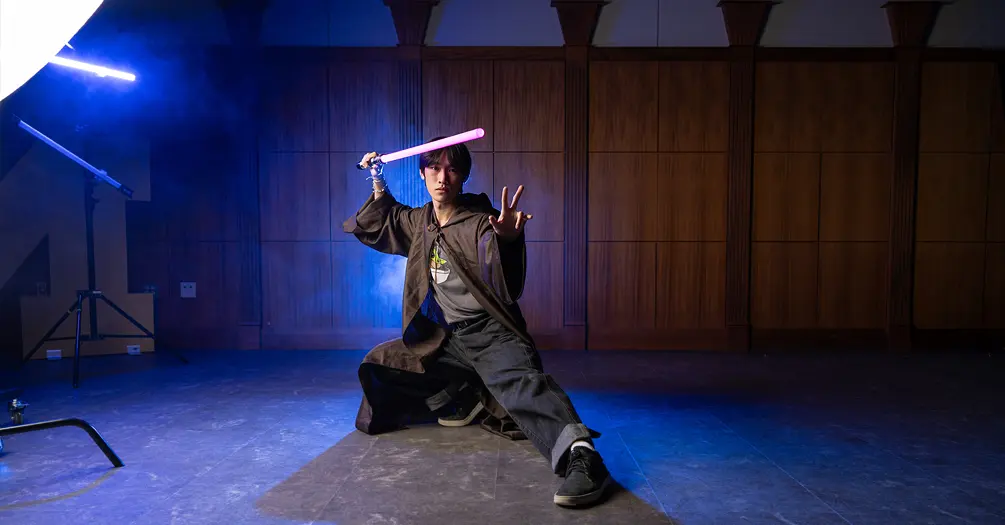 Owen Chun shows off his Jedi moves