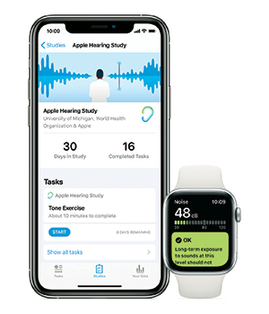 Apple Watch and iPhone running data on a noise study