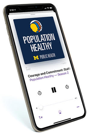 iPhone displaying the Population Healthy podcast