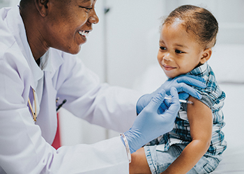 Child receives a vaccine