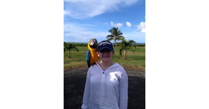 Anna with parrot