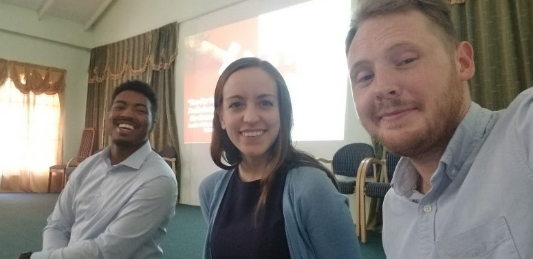 Preparing to present our findings to the Grenada Red Cross. From left to right:  Austin Whitted, Anna Salomonsson, Caleb Ward
