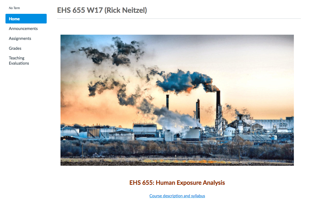 EHS 655 Canvas site