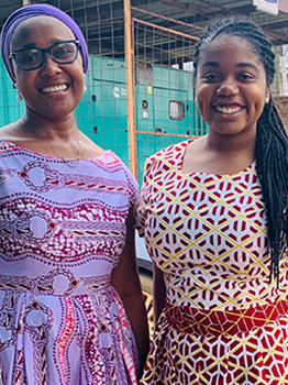 Janae Best, (right) MPH Student in HBHE, worked in Kumasi Ghana at Ghana Health Service/Suntreso Government Hospital under Dr. Ashura Bakari, Head of Pediatrics.