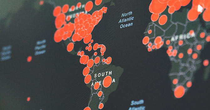 Graphic of Latin America and COVID-19 cases.