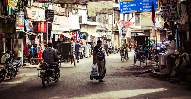 people on street in India