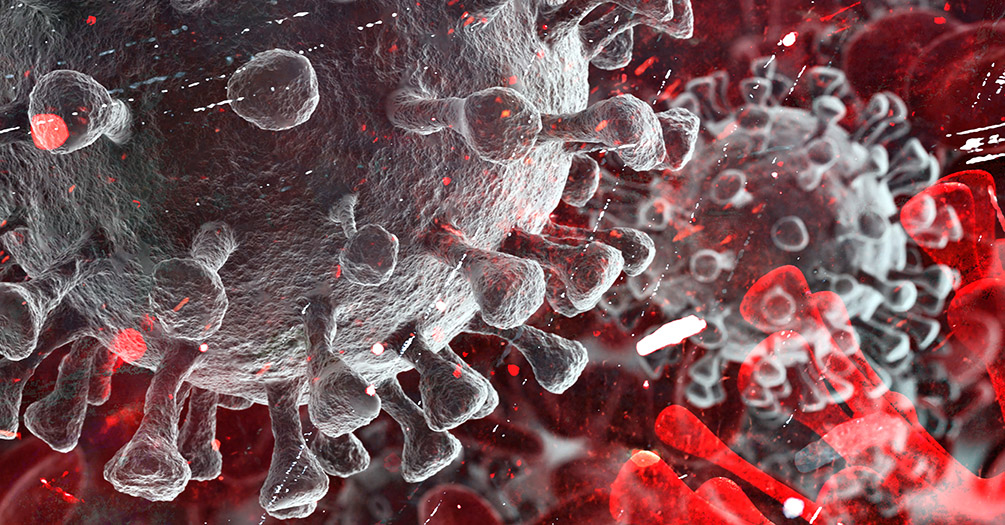 A graphic illustration of the coronavirus.