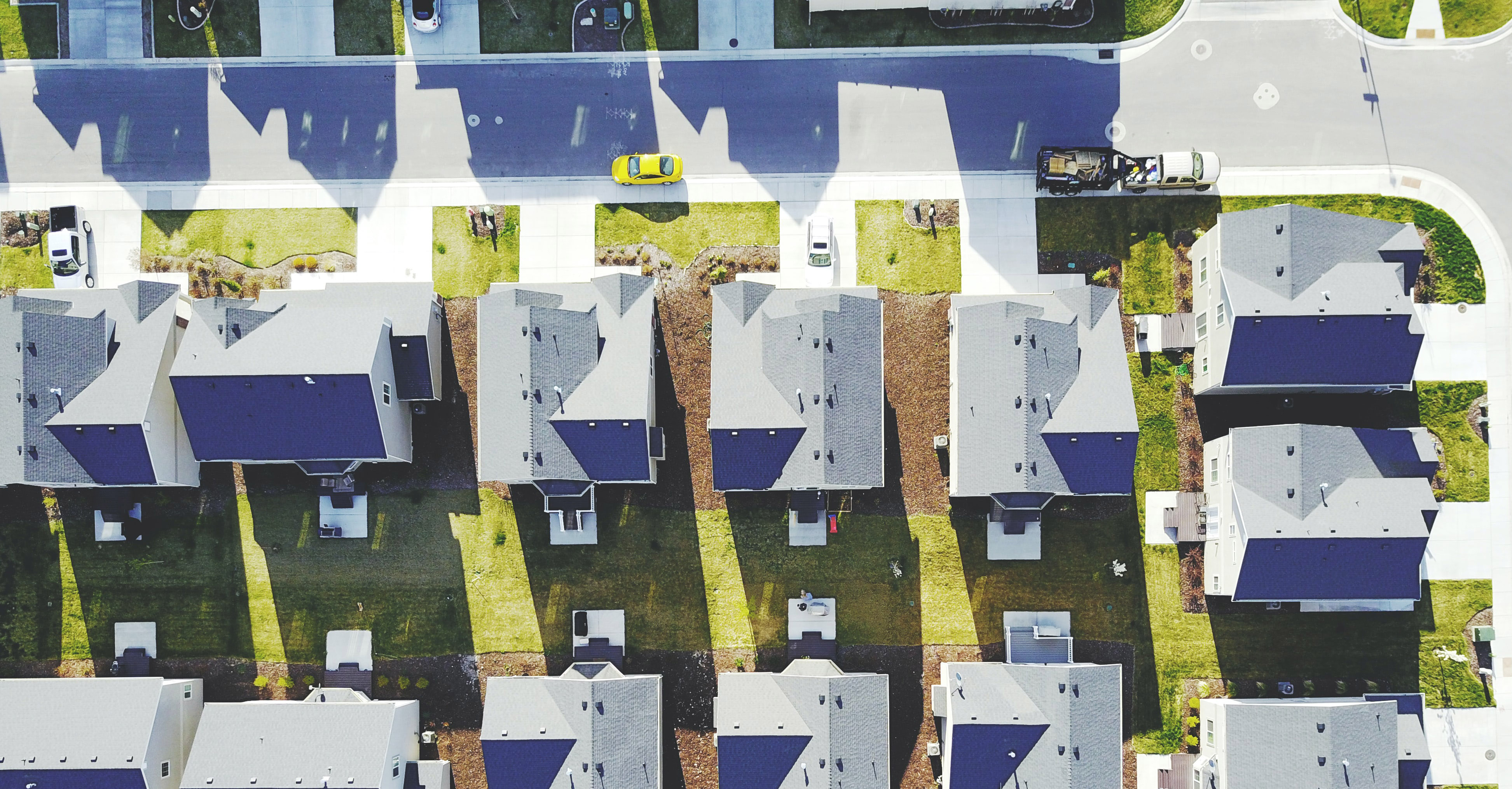 An overhead sky view of a subdivision.