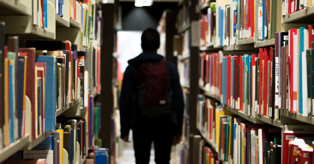 Student in library 