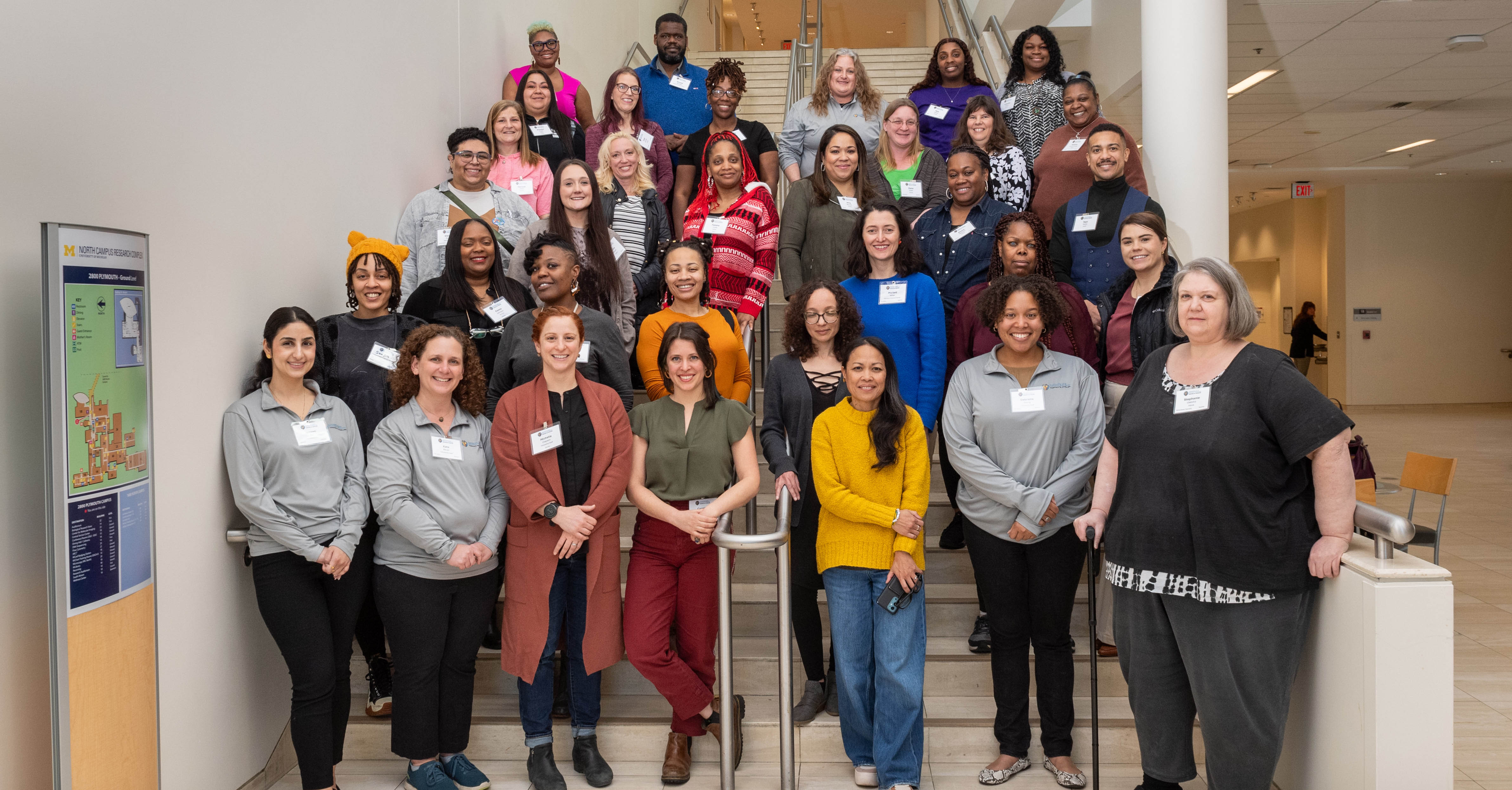 Image credit: Michigan Photography. Participants and staff of the Feeding MI Families Community Food Advocacy Fellowship gather for a photo during the March 2024 kickoff meeting in Ann Arbor, Mich.