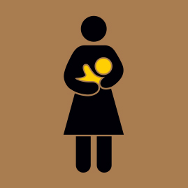 Illustration of a mother holding a baby.