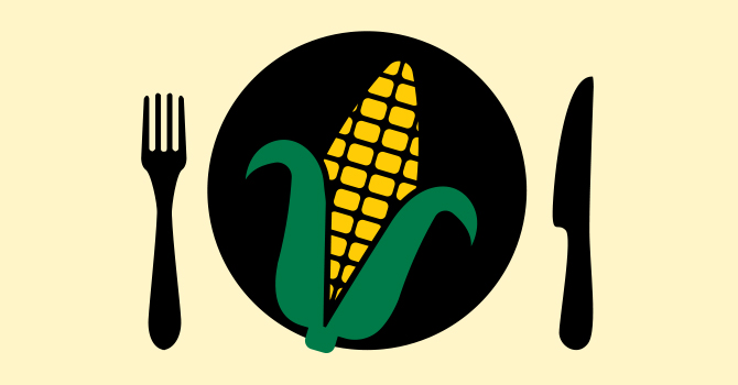 illustration of corn on a dinner table