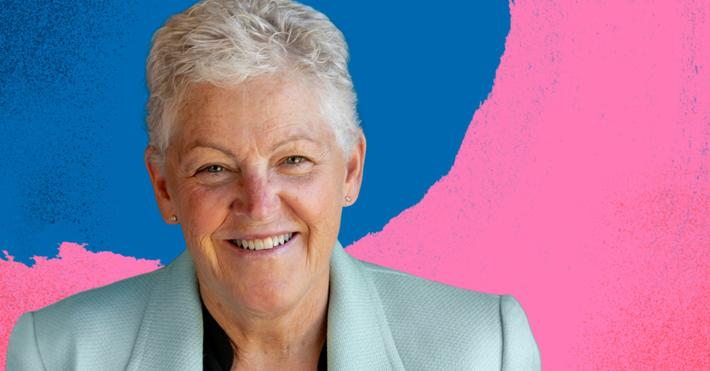 Headshot of Gina McCarthy with a stylized background.