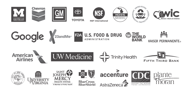 logos of places where Michigan Public Health alumni work