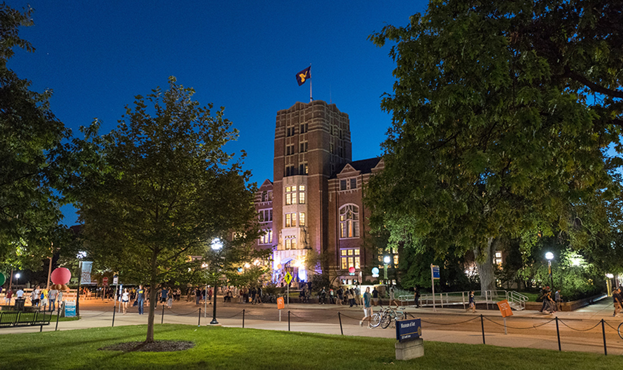 University of Michigan campus at night