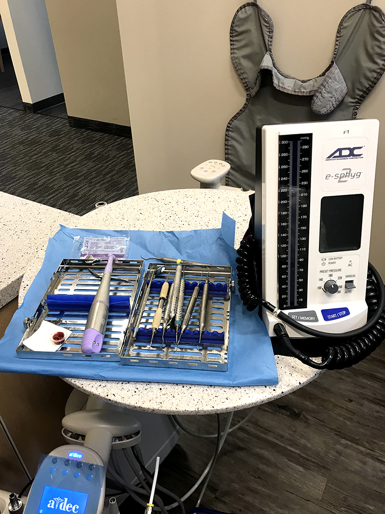 Blood pressure machine at a dentist office in Washtenaw County