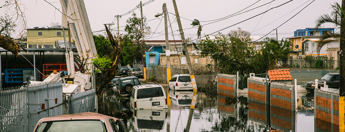 A flooded street in Puerto Rico