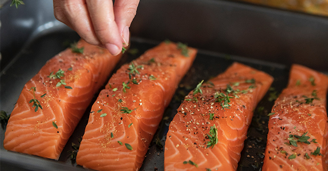 National Nutrition Month Recipes: Roasted Salmon with Wilted Brussel Sprouts Salad