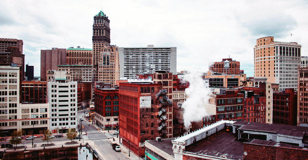 Urbanscape or skyline of Detroit's downtown area