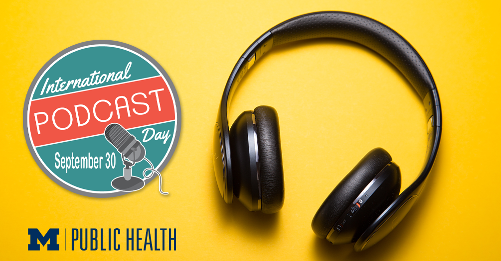 A pair of headphones on a yellow background with the words "International Podcast Day: September 30"