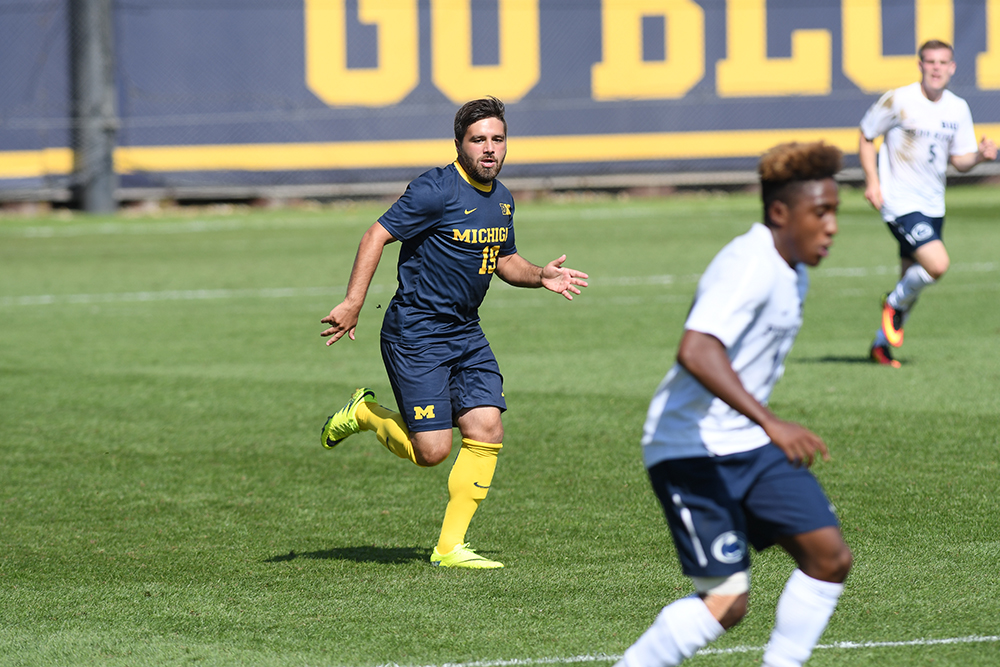 Ali Jawad playing for Michigan men's soccer in 2016